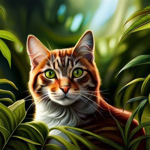 Beautiful Cat Portrait in Garden Pavilion