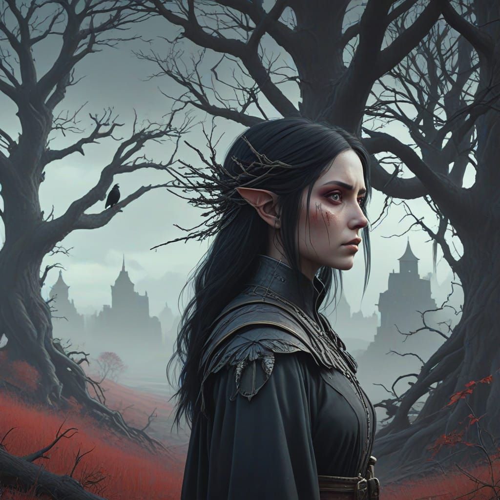 Ethereal Vampire Elf in Whimsical Dark Fantasy