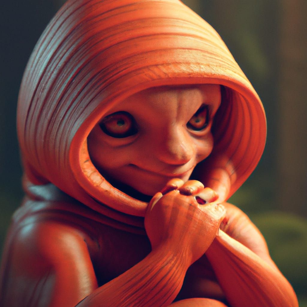 Cute Hooded Alien Baby in 8K Resolution