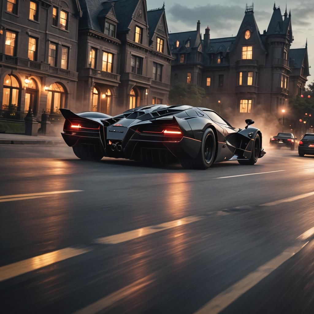 Batmobile Races Through Gotham in Comic Book Style