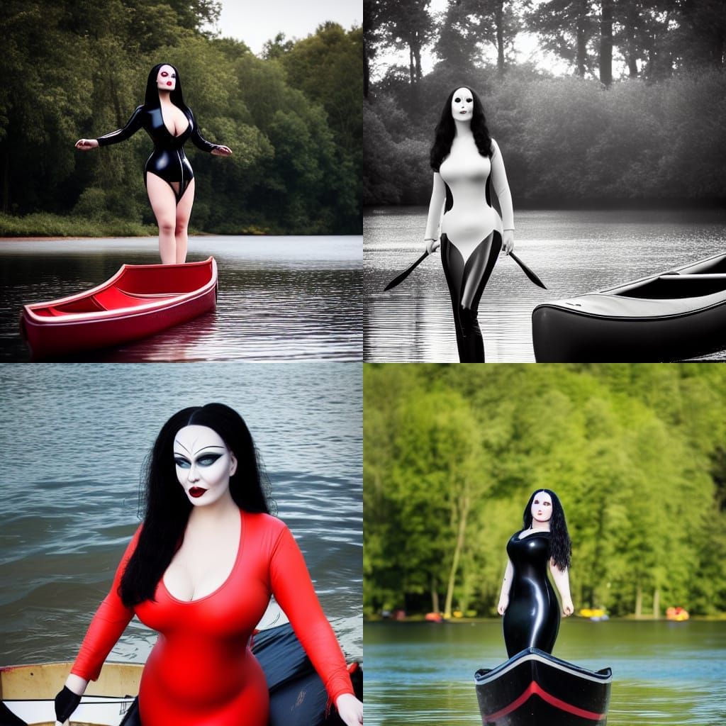 Morticia Addams Canoeing, Professional Photography
