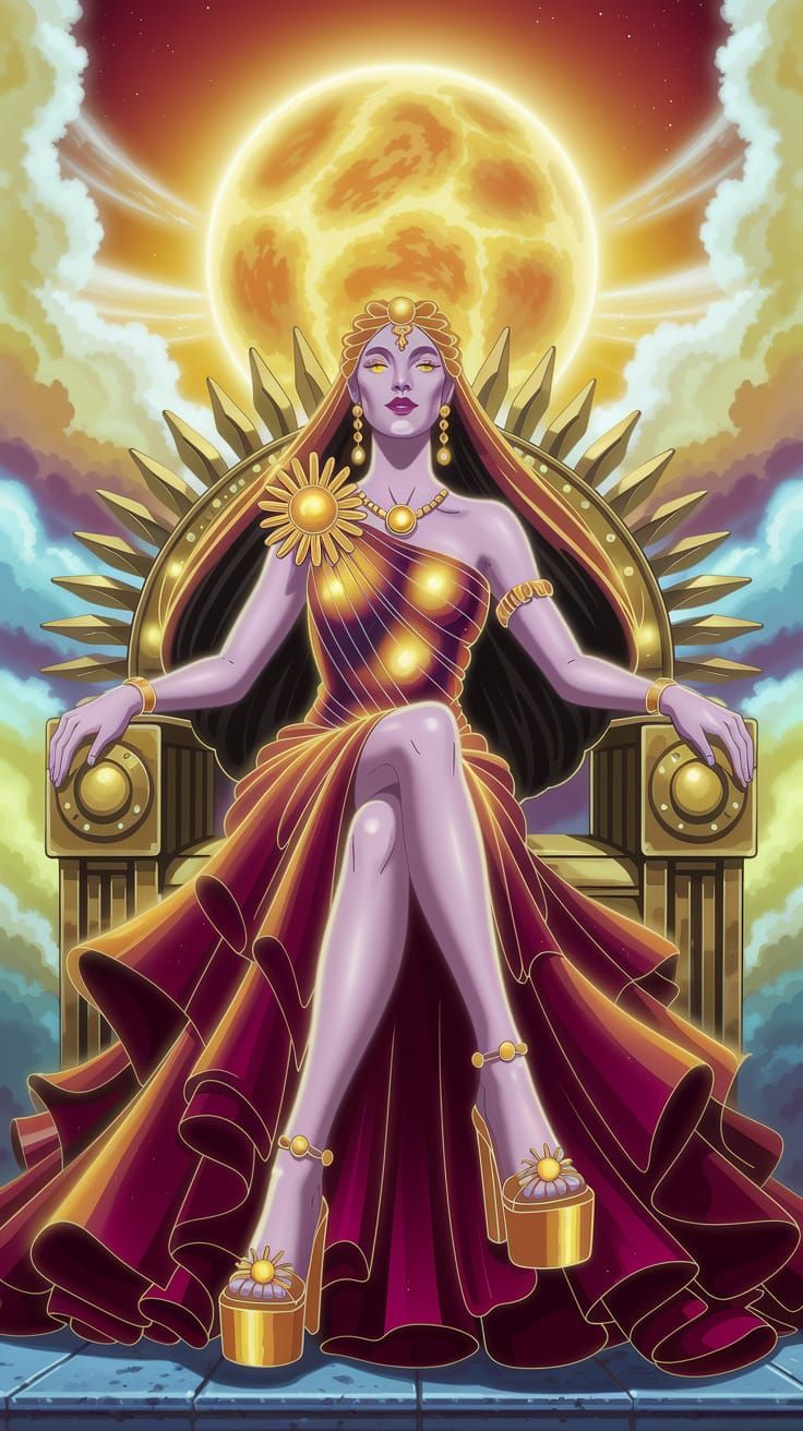 Surreal Goddess of the Sun Radiates Warmth and Light