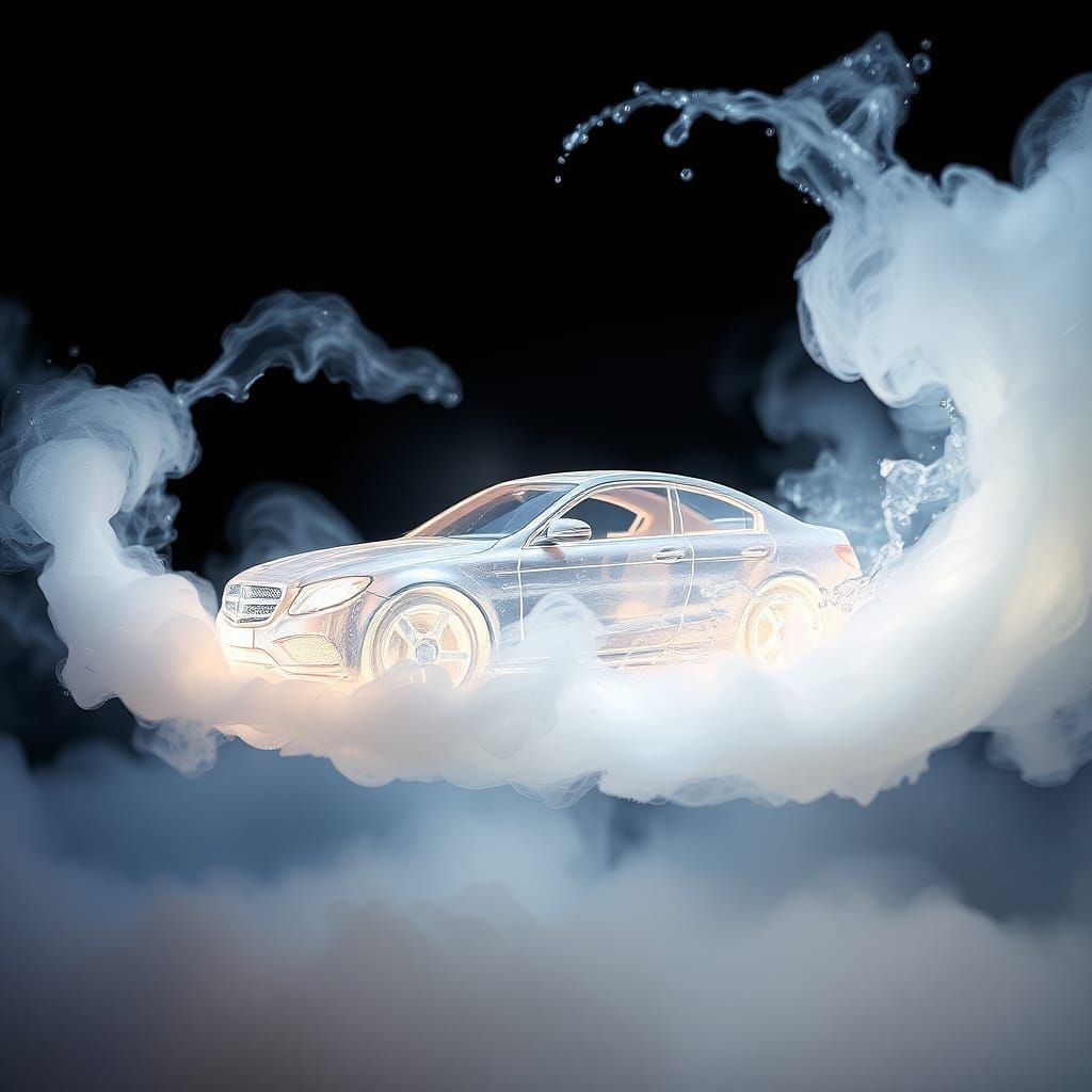 Ethereal Water Car Sculpture in Dreamy Style