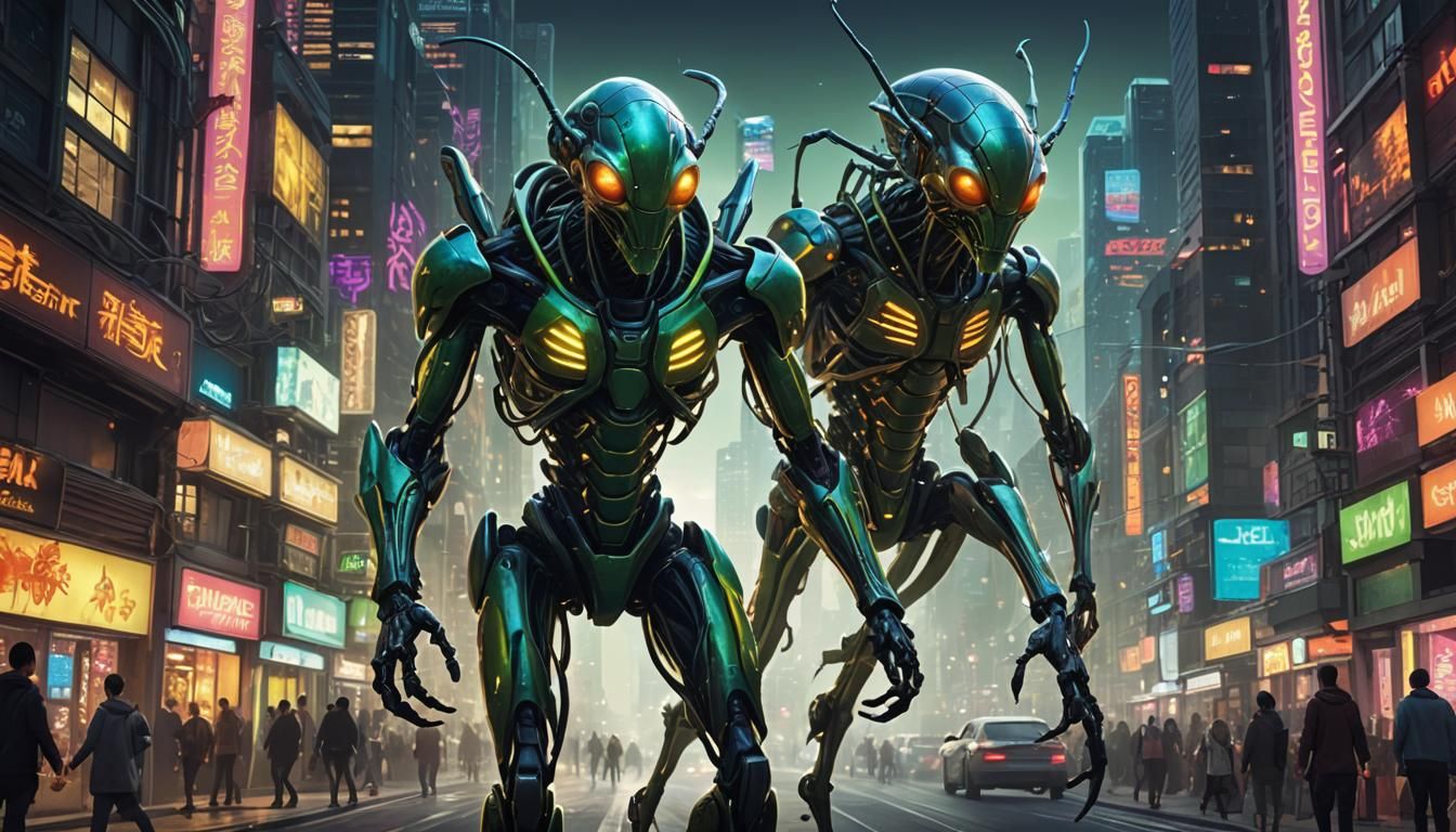 Aliens in a city