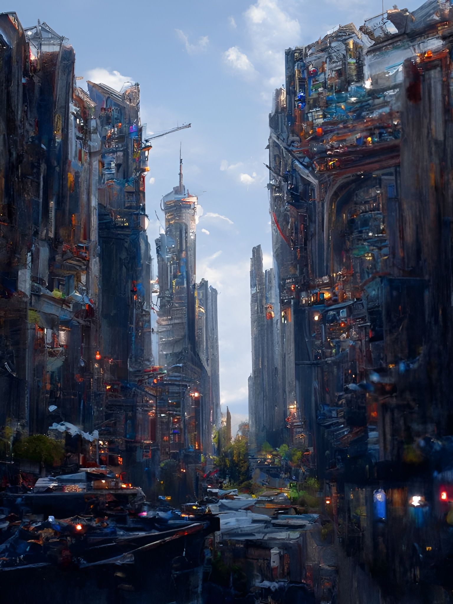 Utopian Cityscape Painting in Hyperrealism Style