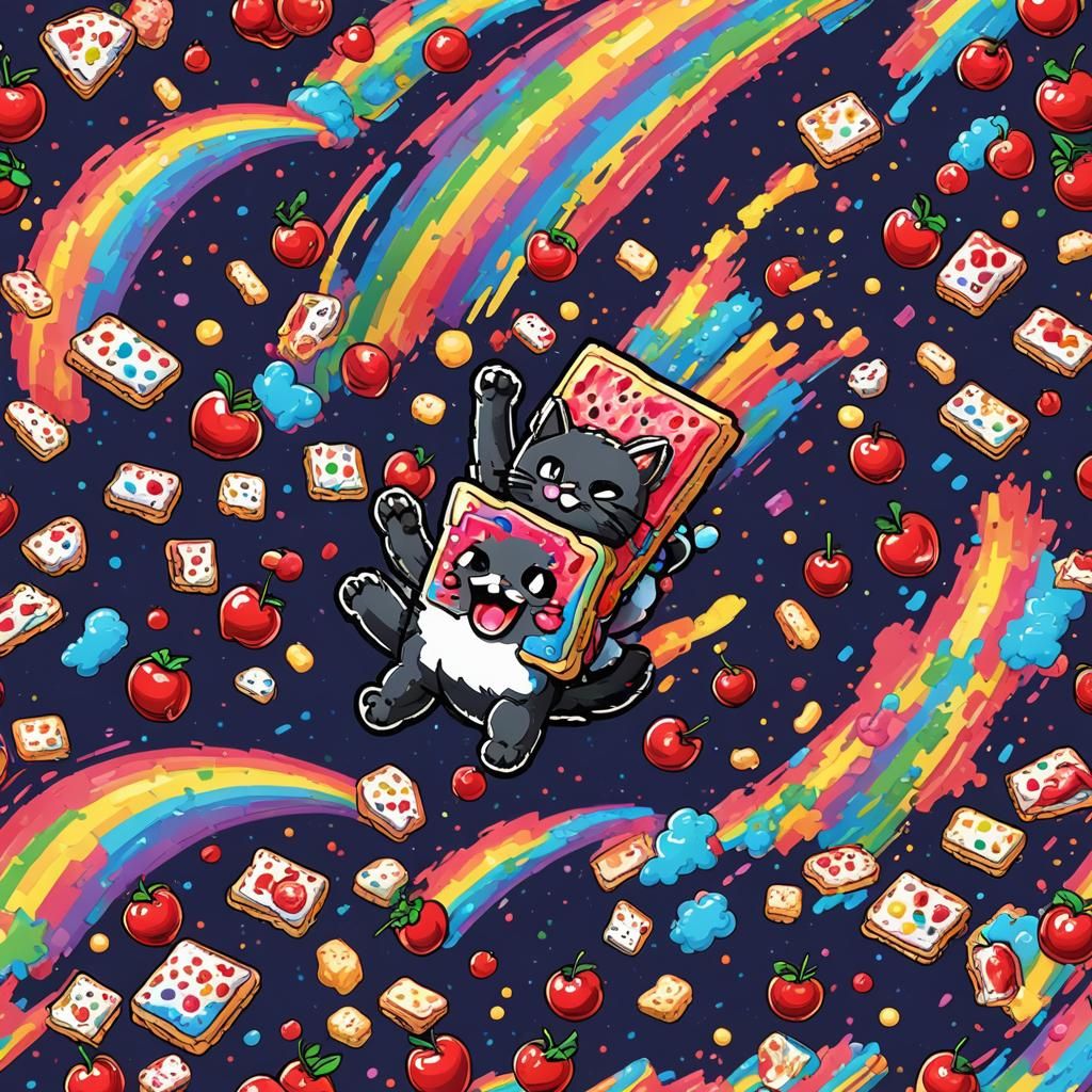 8-Bit Cat Pop-Tart Flying Rainbow GIF