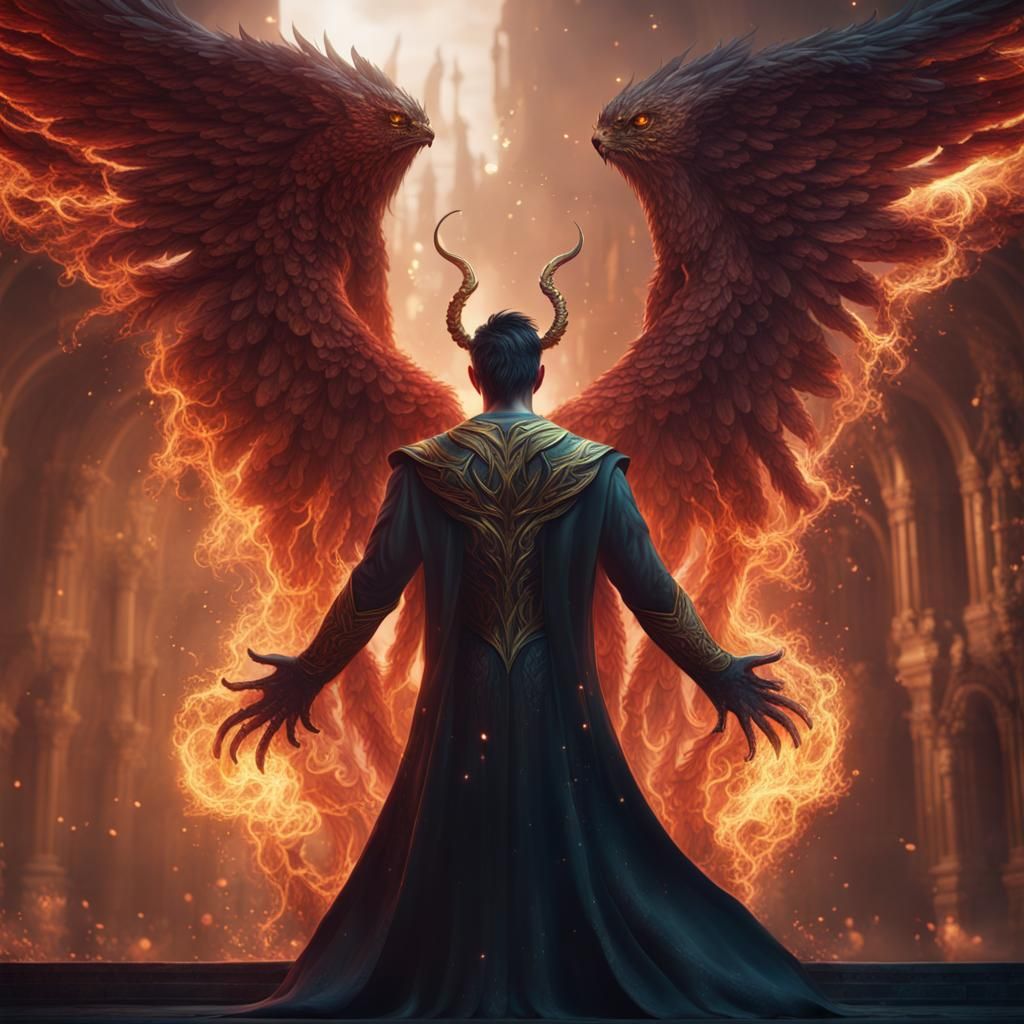 Lucifer in Angelic Form: Detailed Matte Painting