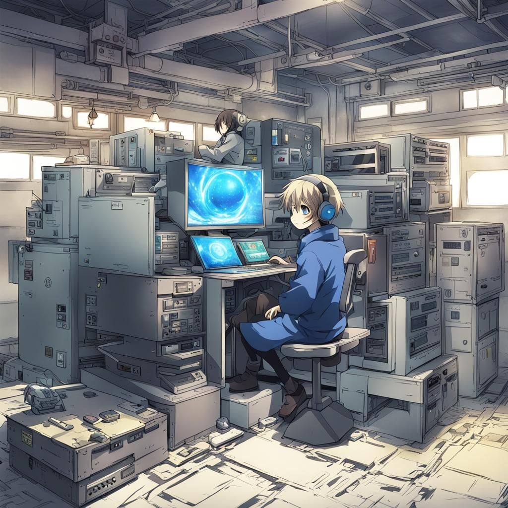 Anime Style Computer Key Visual Manga Art