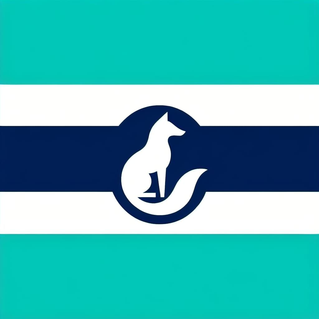 Minimalist Flag Design with White Fox Silhouette