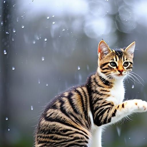 Kitten in Rain: Professional Photography