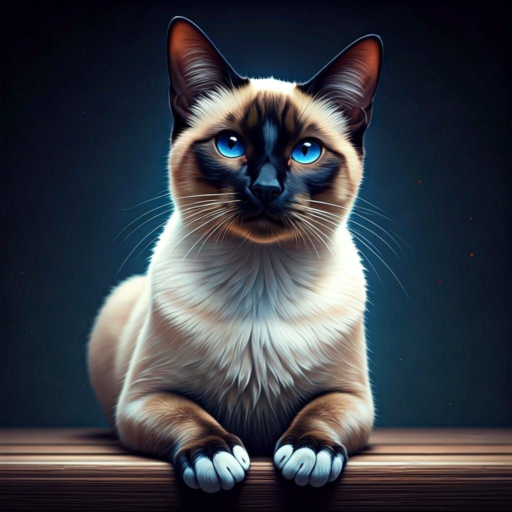 Siamese Cat Portrait in Hyperrealism