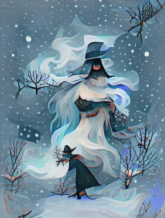 Icy Winter Witch Digital Art