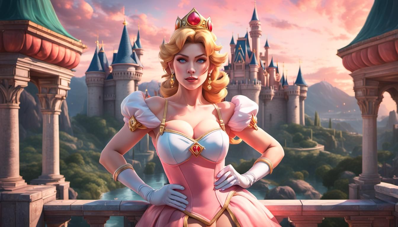 Sensual Princess Peach Portrait in Digital Art Style
