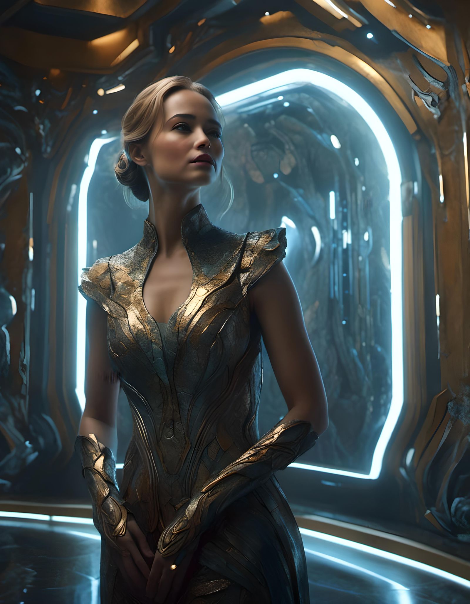 Futuristic Woman in Sensory Exploration: Hyperrealistic Art