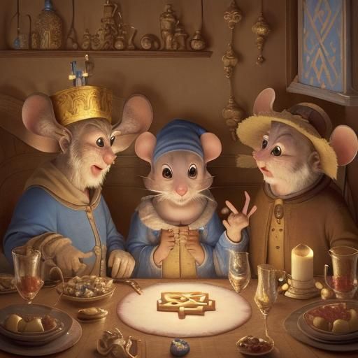 Mice Celebrate Hanukkah in Animated Art Style
