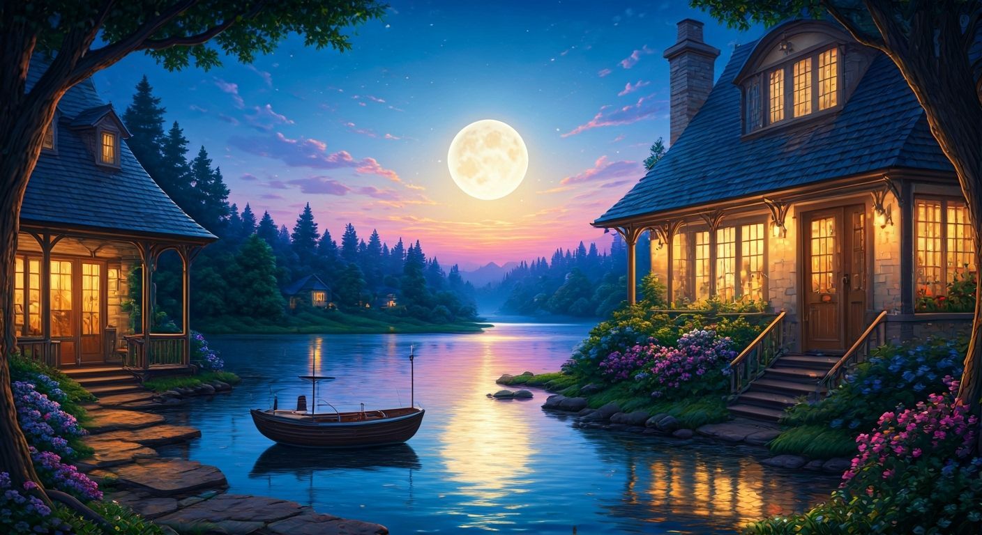 Moonlit Dreamscape in Hyperrealistic Style