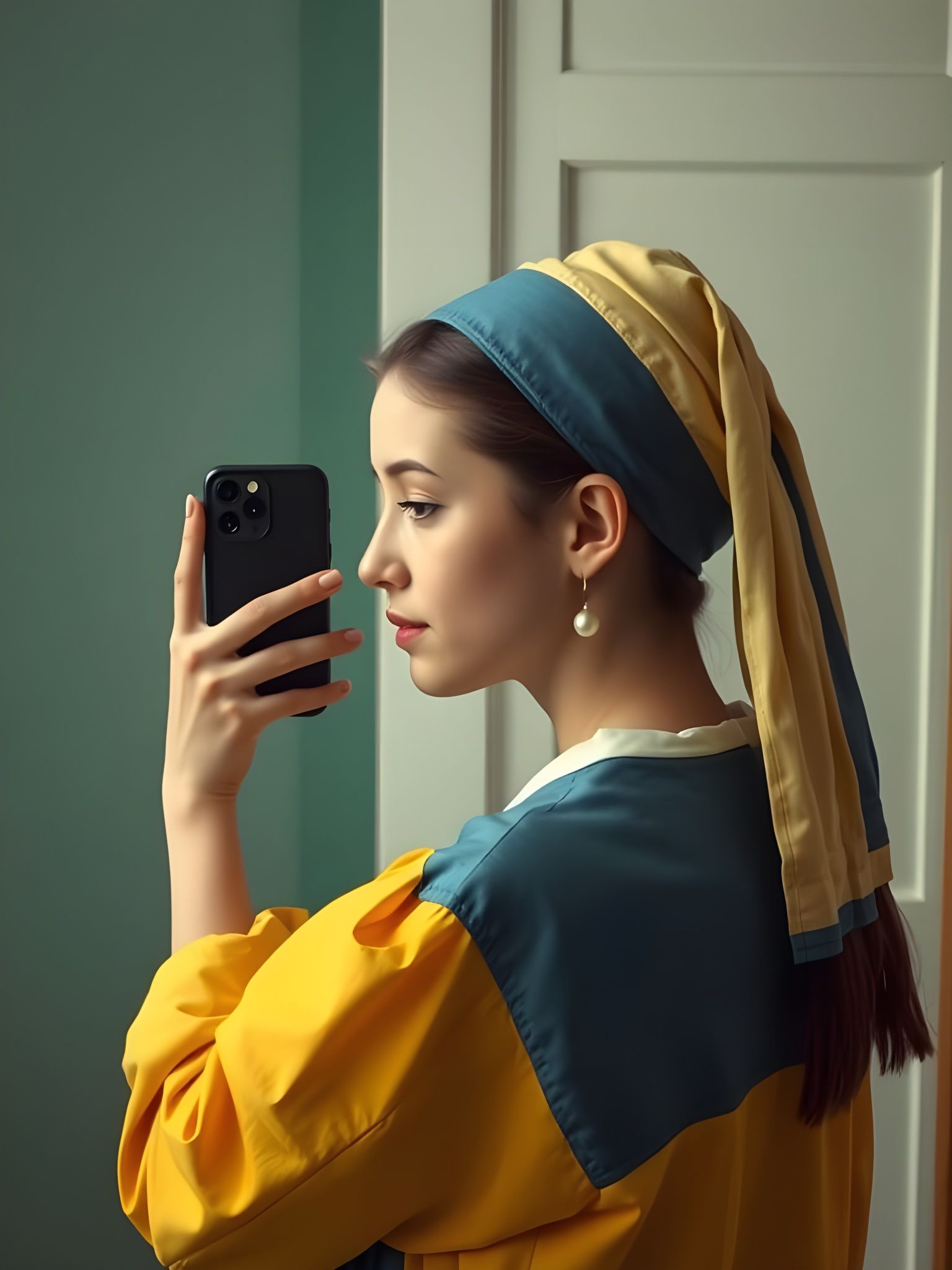 Girl with Pearl Earring Makes Selfie