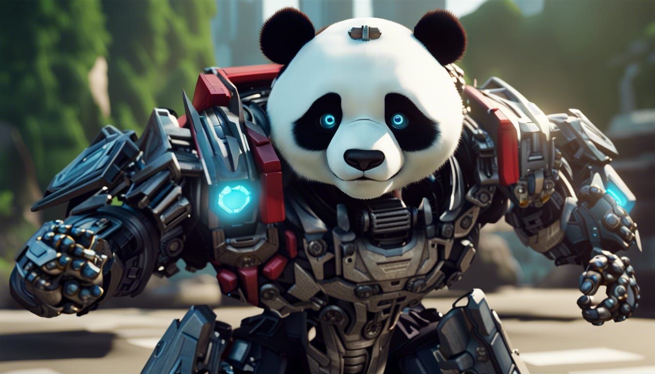 Panda in Transformers Style: Elaborate CGI Render