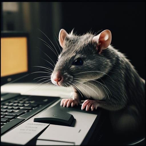 Macro Photo of Rat on Keyboard in 8K