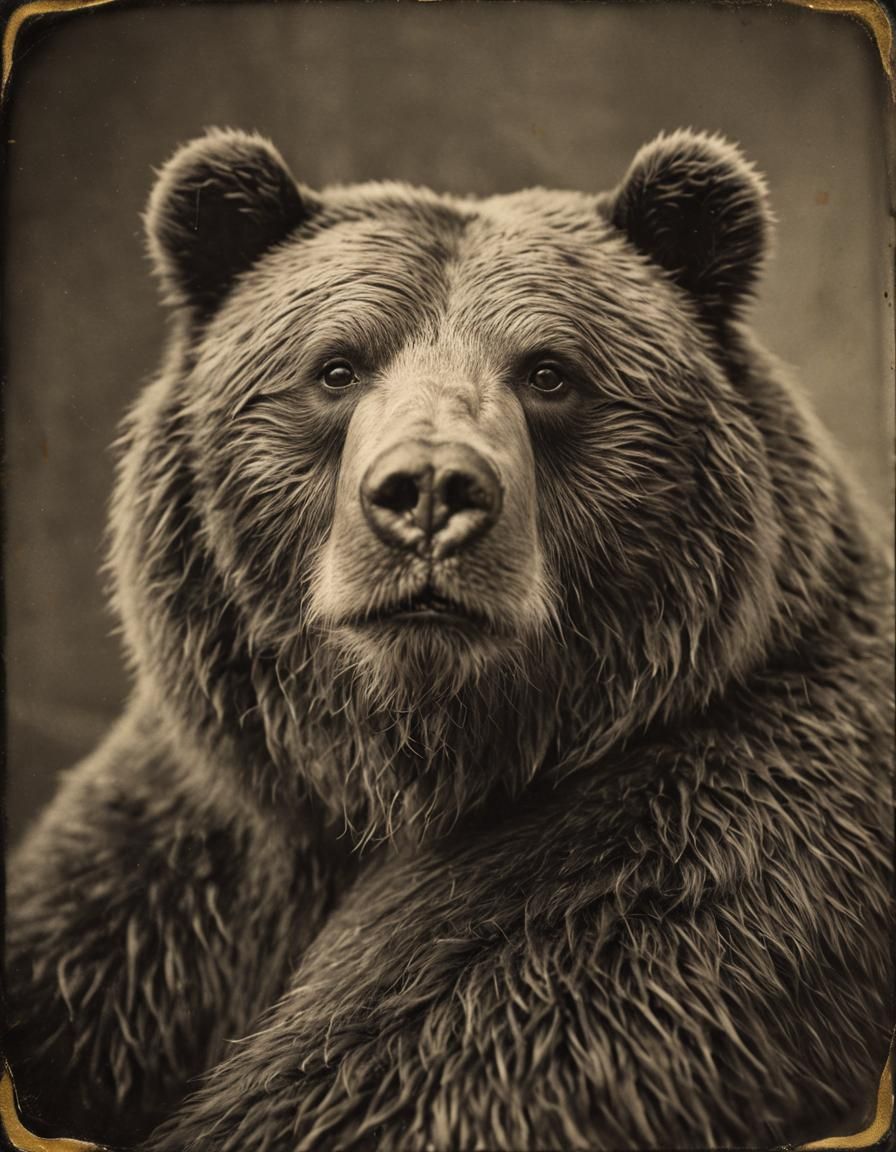 Vintage Portrait of a Burly Kodiak Bear