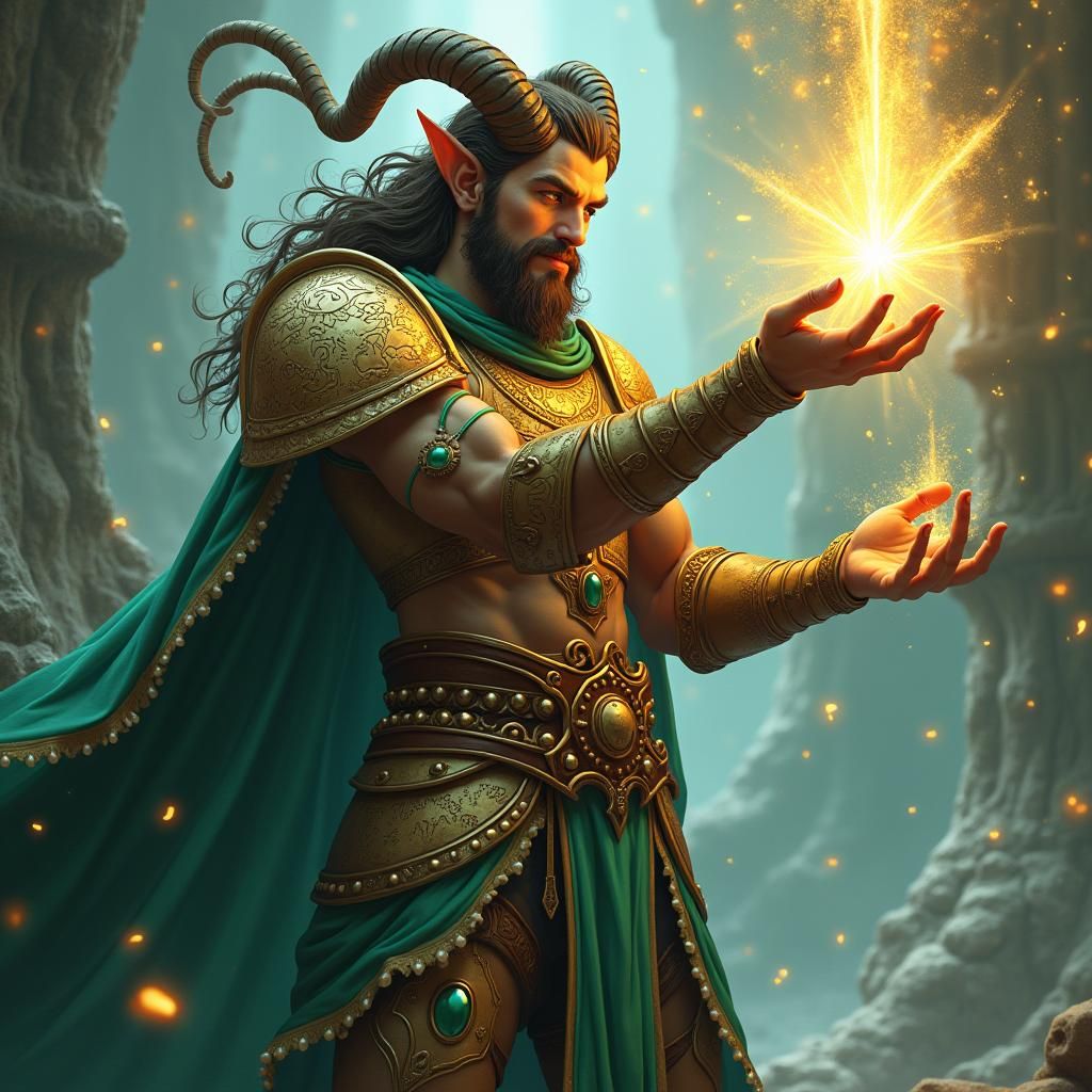 Satyr Sorcerer Casting a Radiant Healing Spell