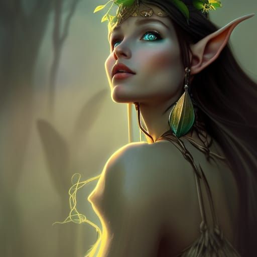 High Gothic Elf Druid Woman Portrait