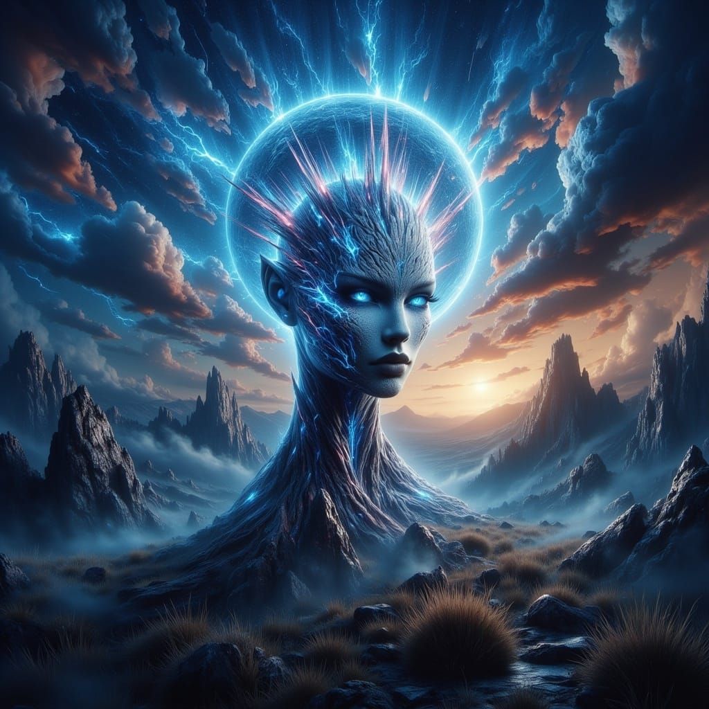 Cosmic Pleiadian Goddess in Hyperrealistic Fantasy Art