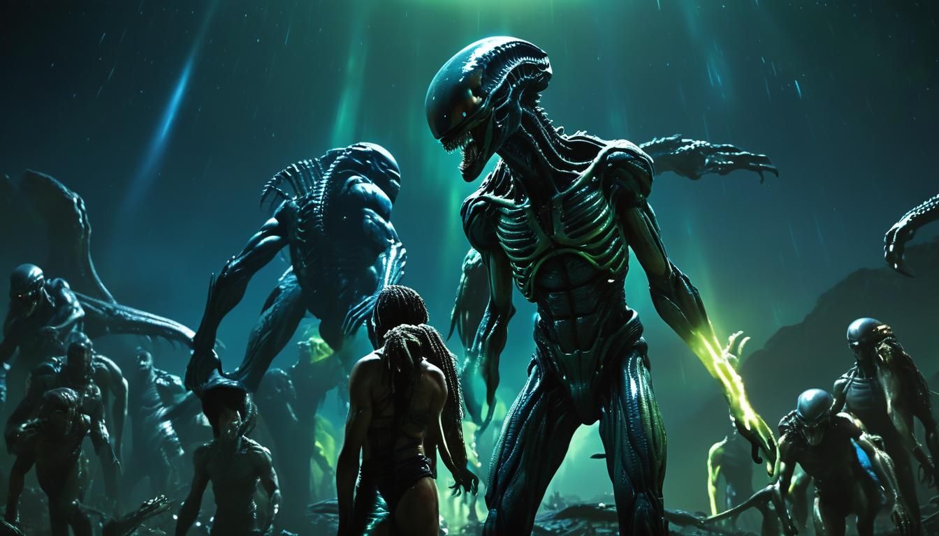 Predators Face Xenomorphs in Neon-Lit Kepler Sky