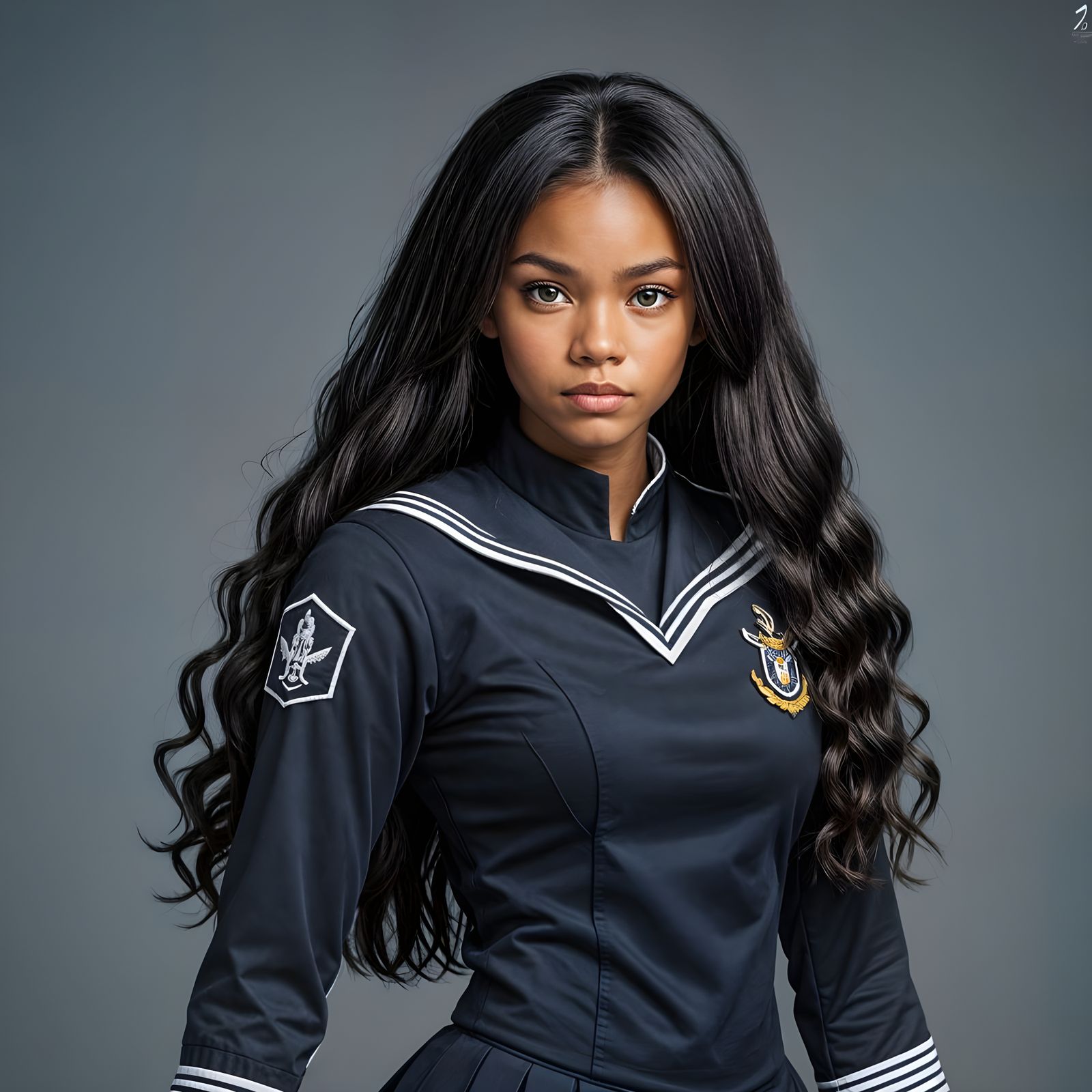 Afro-Cherokee Superheroine in Sailor Uniform