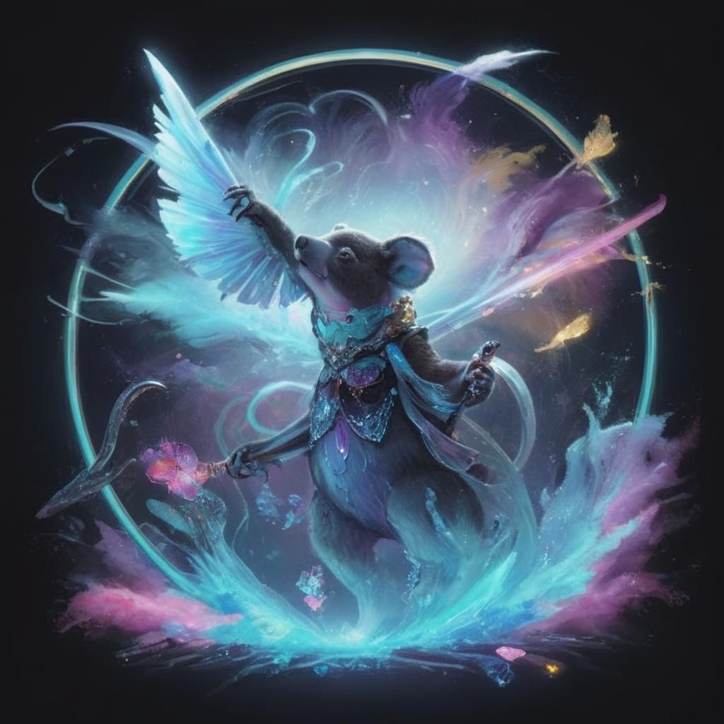 Candy Koala with Opal Sword: Fantasy Concept Art