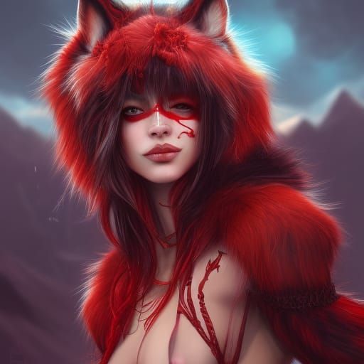 Sci-Fi Wolf Girl in Detailed Digital Painting