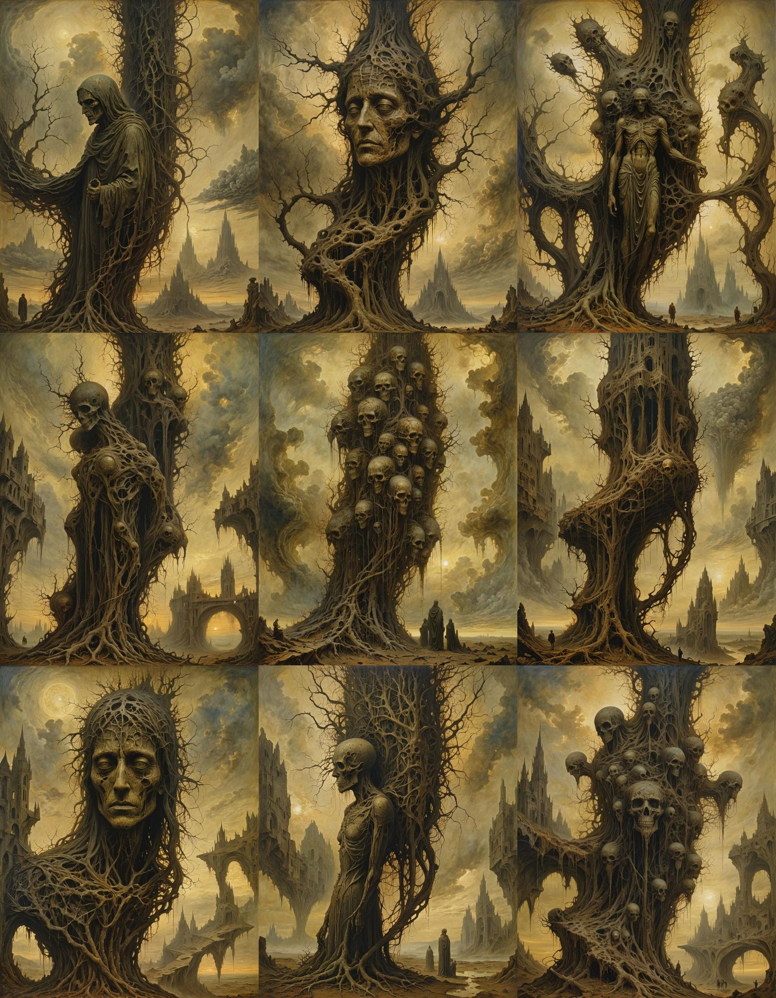 Dystopian Oil Painting in Doré and Beksiński Style