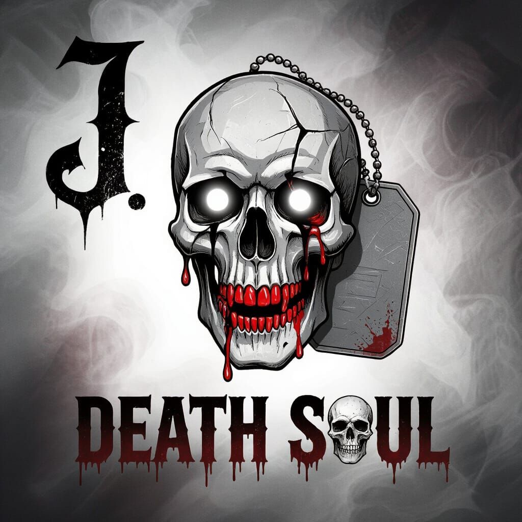 Skull Dog Tag with Glowing Eyes in Gothic Style