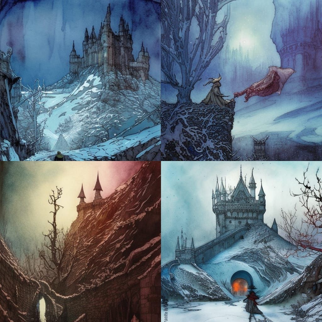 Night King at the Wall in Watercolor Style