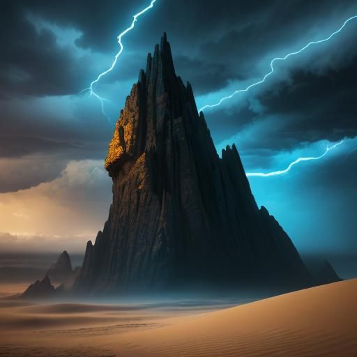 Surreal Desert Storm: Dreamlike Oil Painting