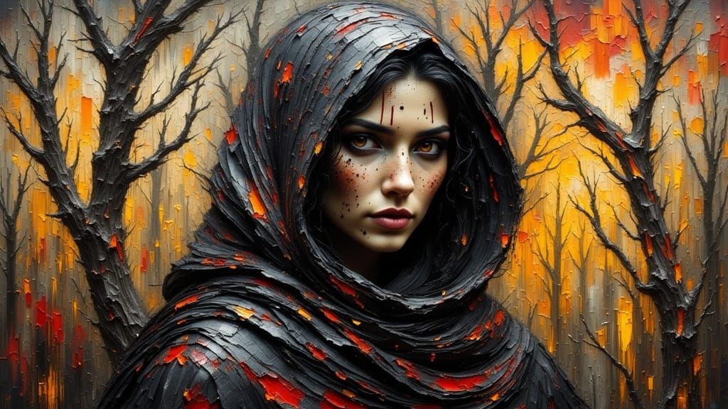 Distressed Woman in Impasto Anguish