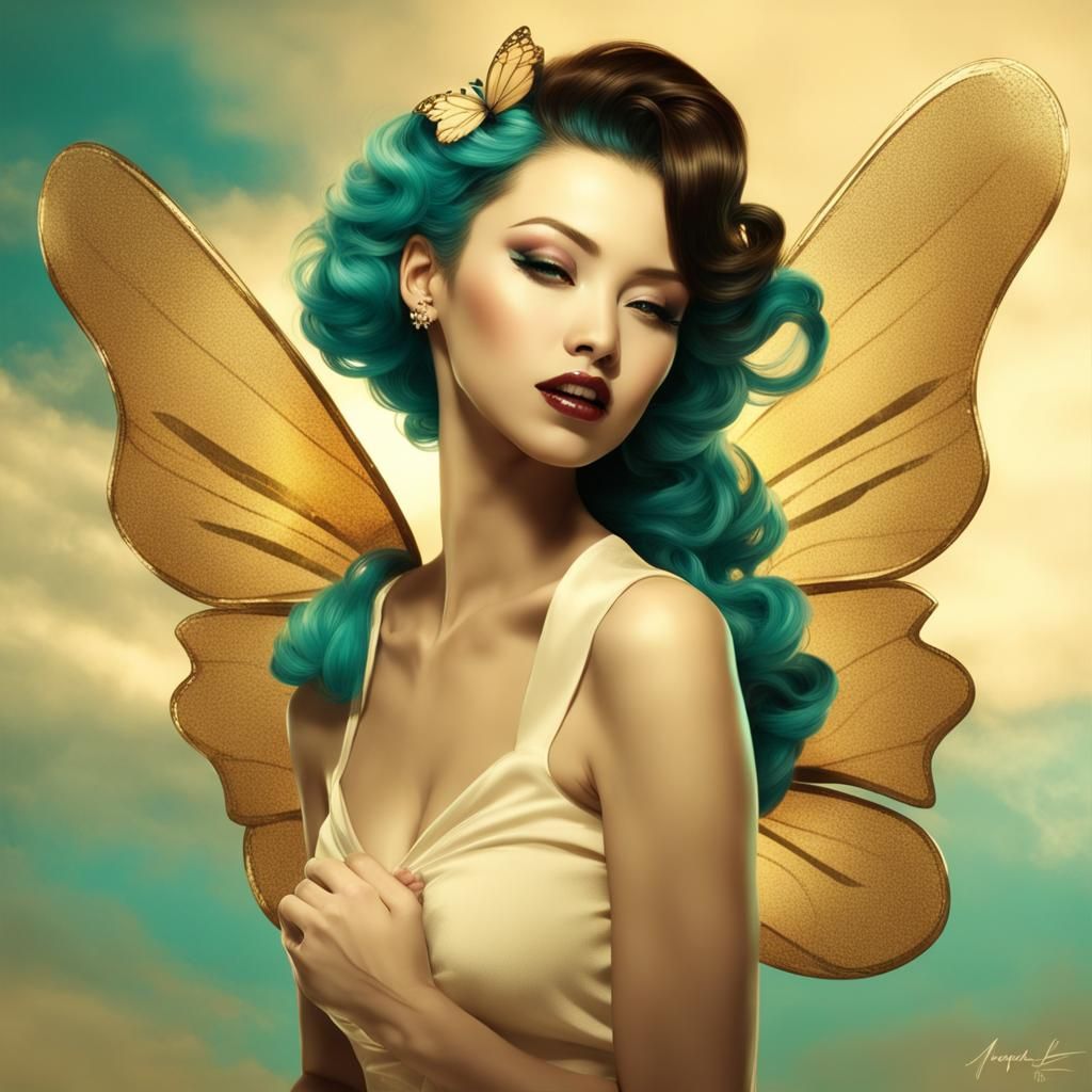Butterfly Angel in Sepia Sunset