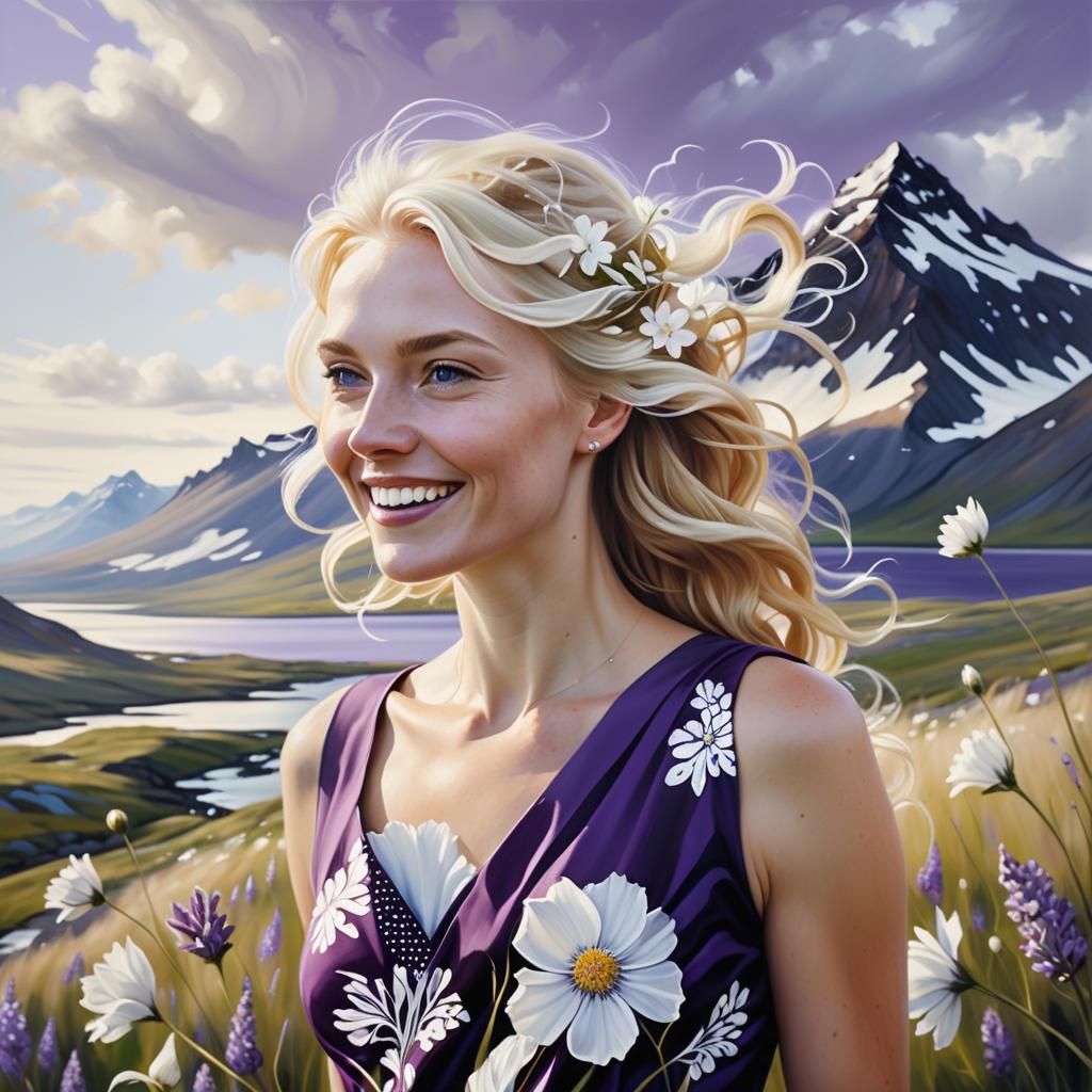 Icelandic Woman Portrait in Oil Painting Style