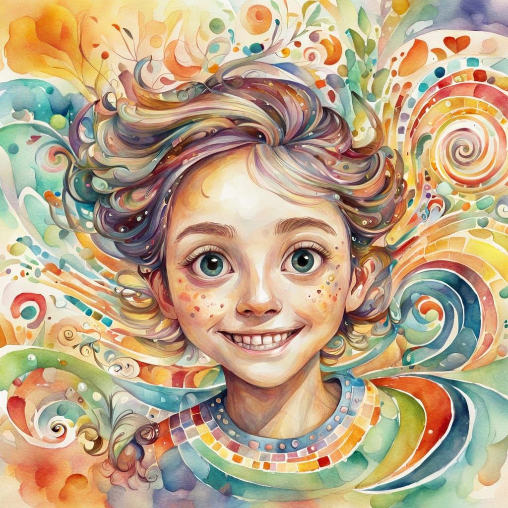 Whimsical Child's Drawing Concept Art in Watercolor
