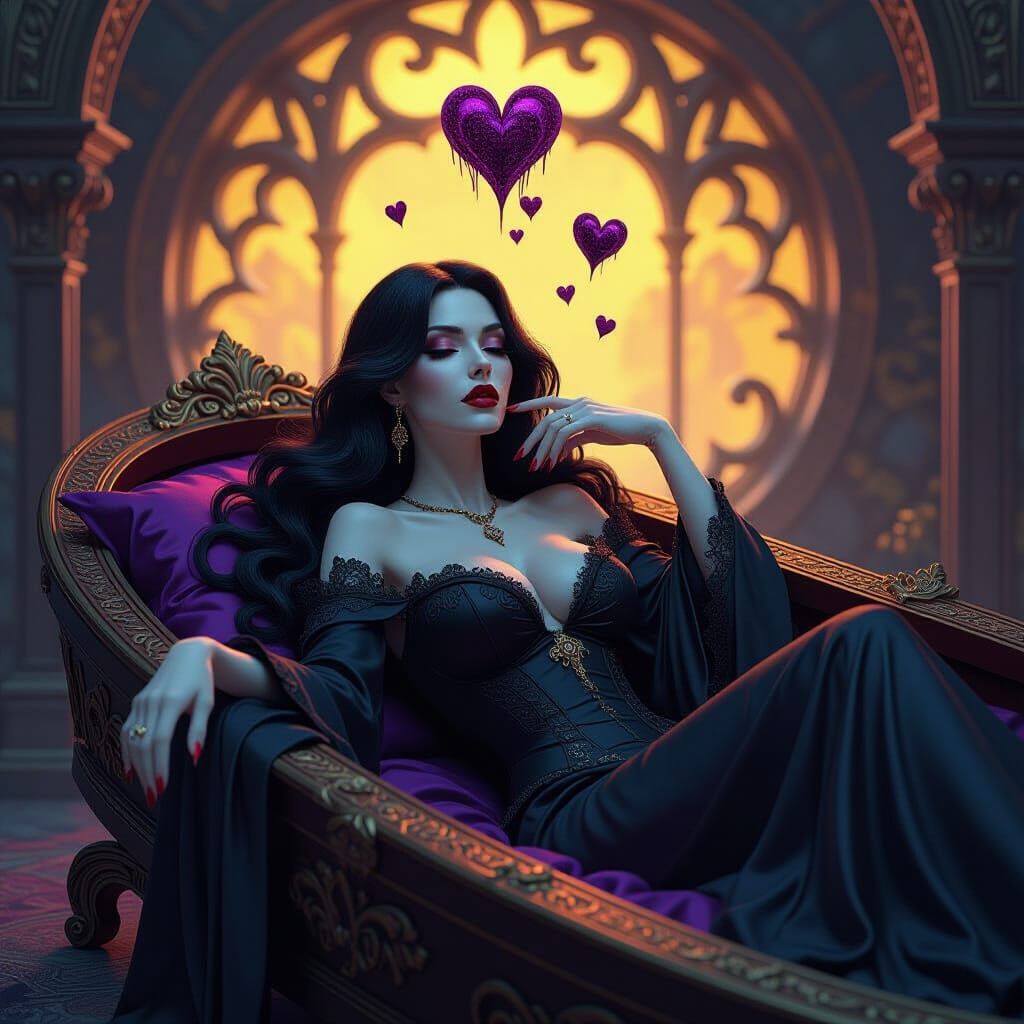 Vampirewoman's Dreamy Coffin Daydream with Hearts