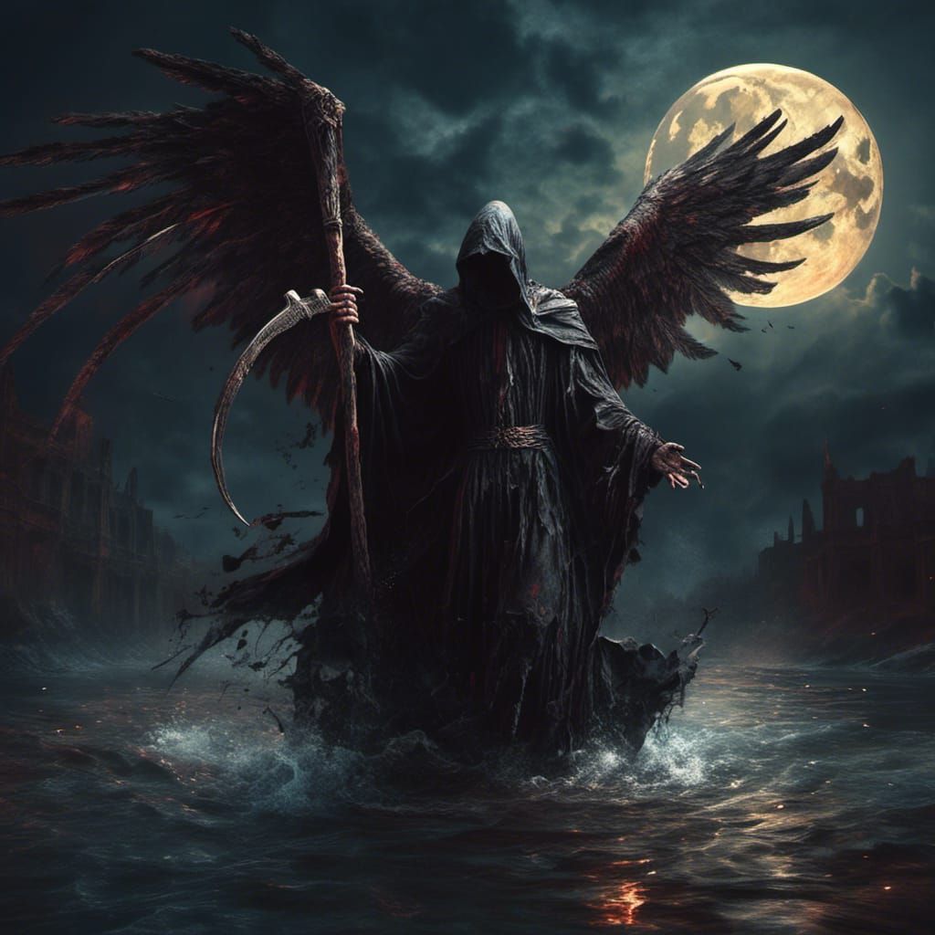 Angel of Death Crossing River to Hades