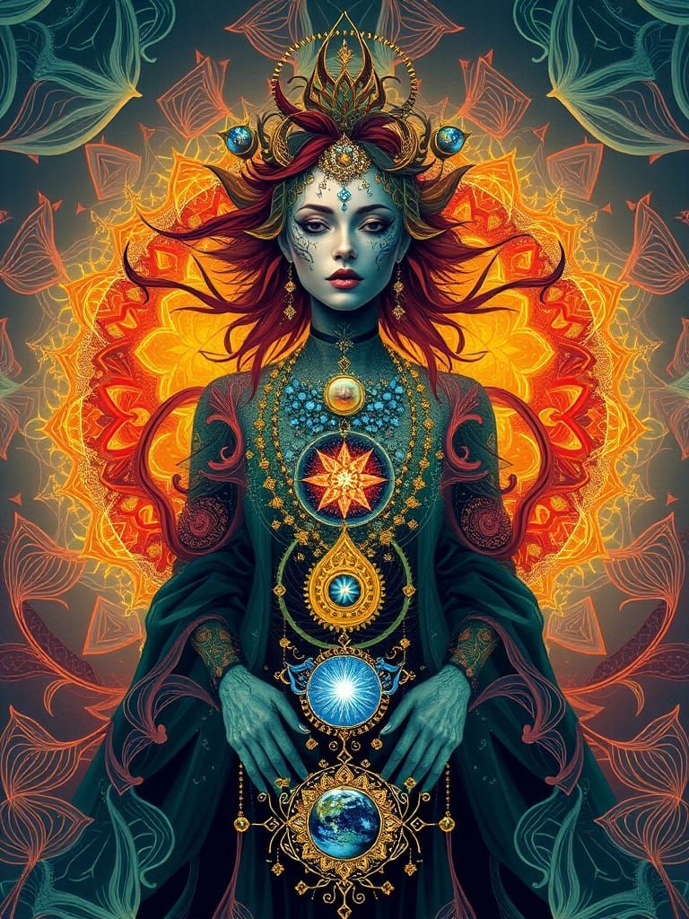 Elegant Goddess Mastering Earthly Forces