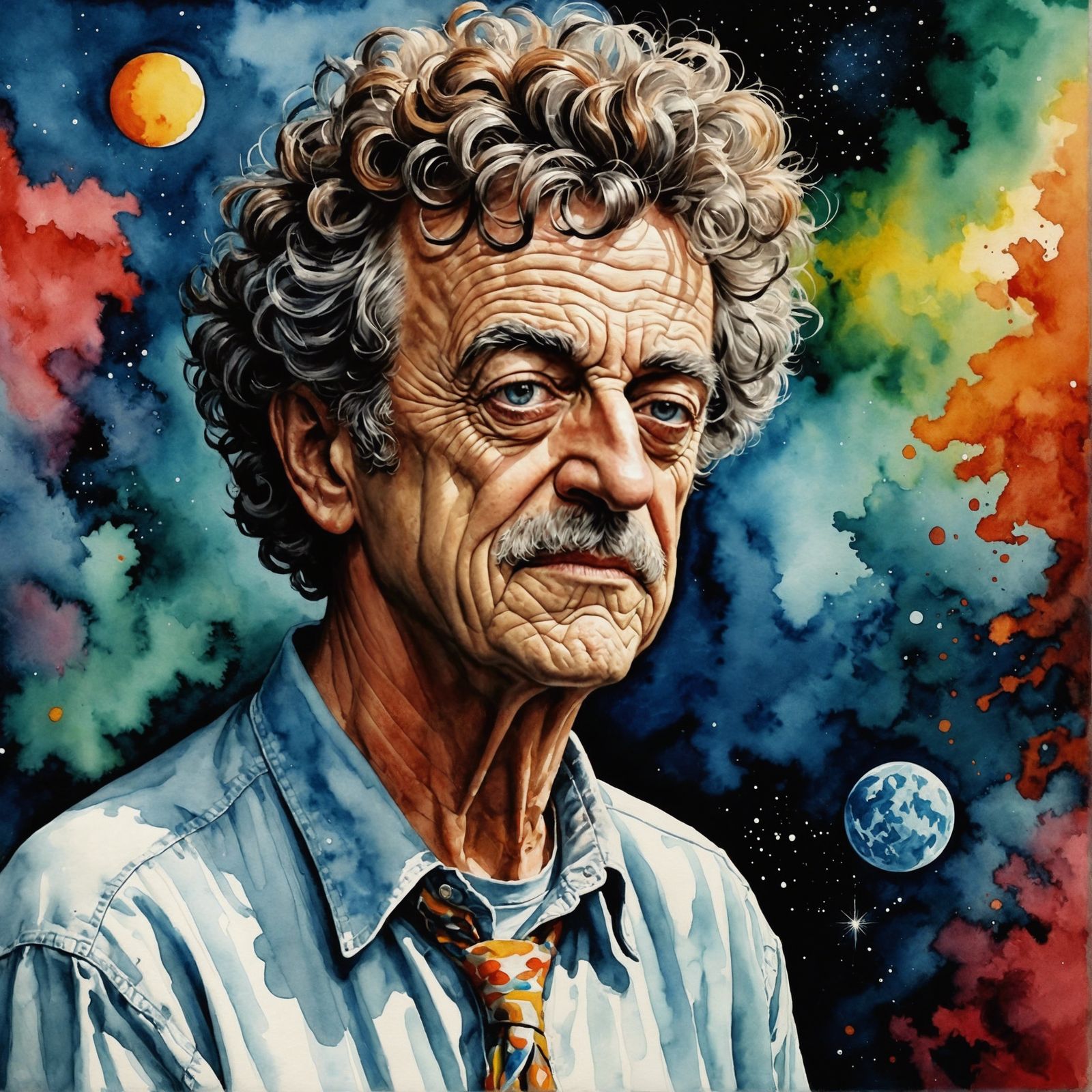 Photorealistic Kurt Vonnegut in Weirdcore Style