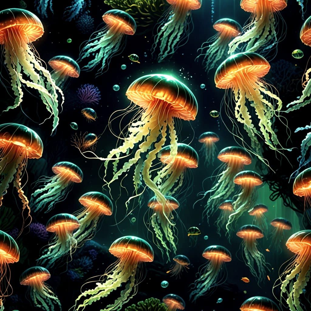 Underwater Kraken Battle: A Vibrant Fish Army