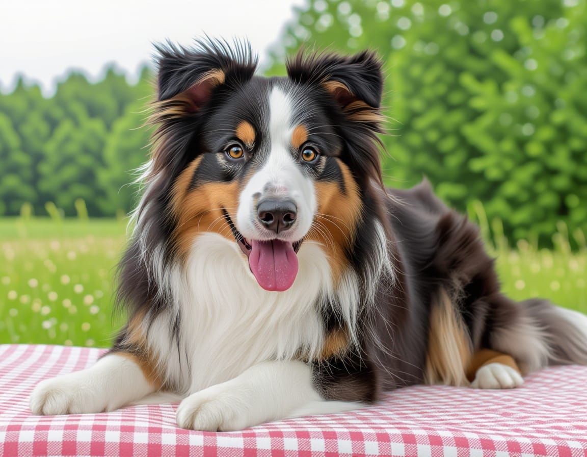 Cute Dogs and Cats in a Vibrant Floral Sunlit Meadow