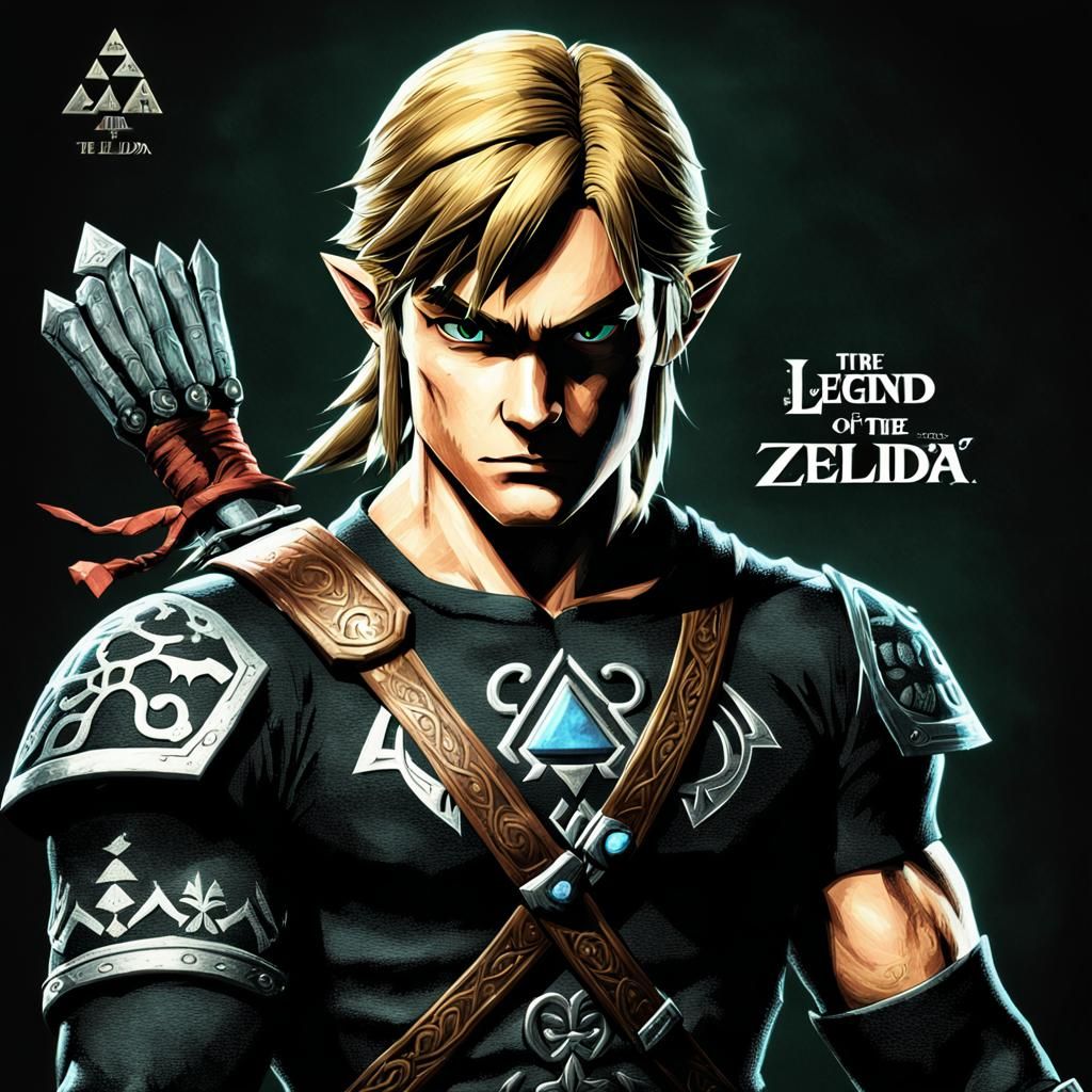 Hyperrealistic Link from Zelda in Black Outfit