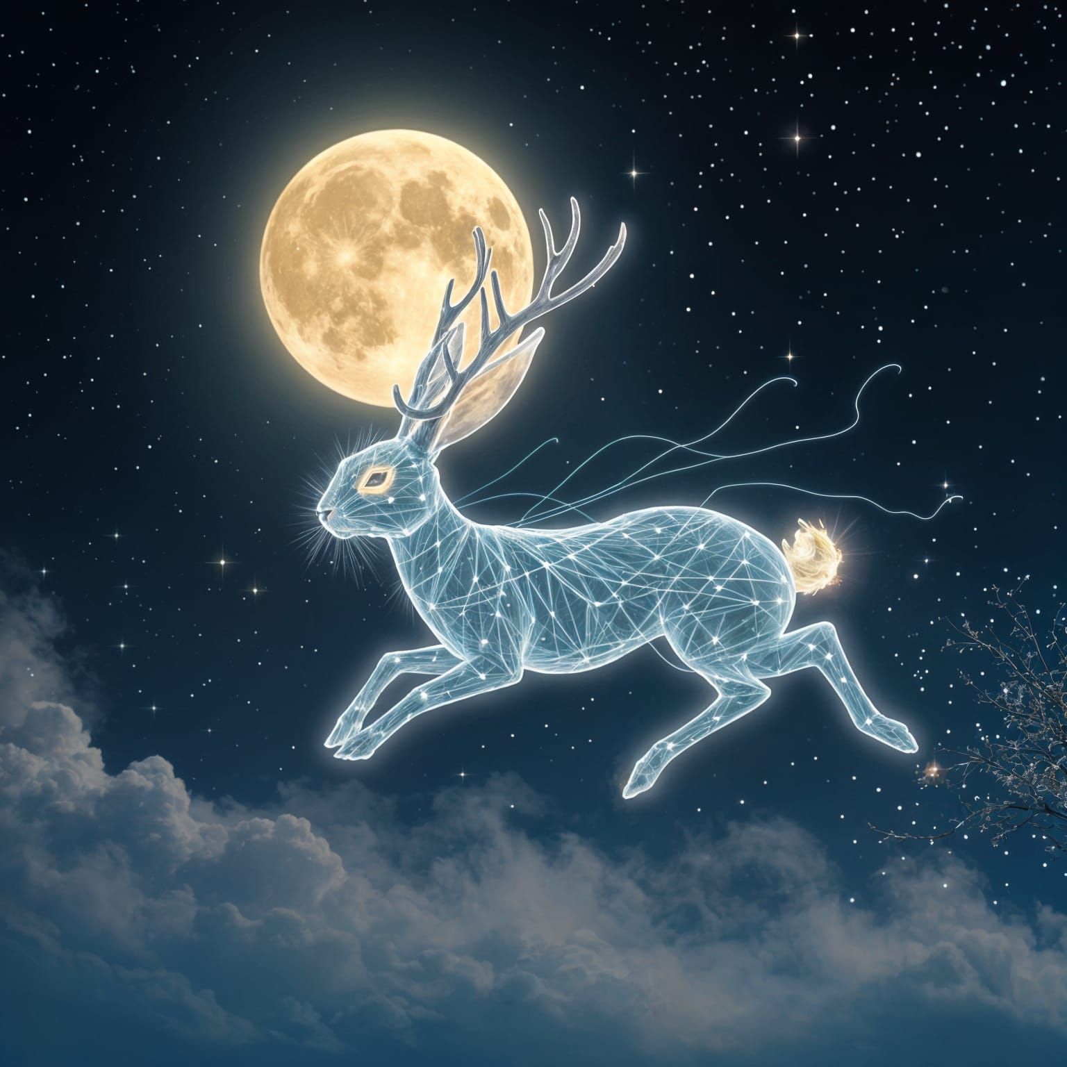 Mystical Light Creature Galloping Through Stars