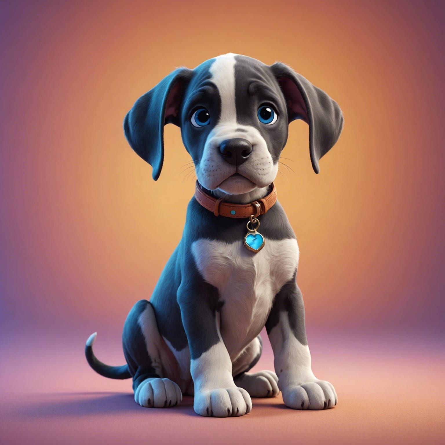 Cute Great Dane Puppy in Pixar Style