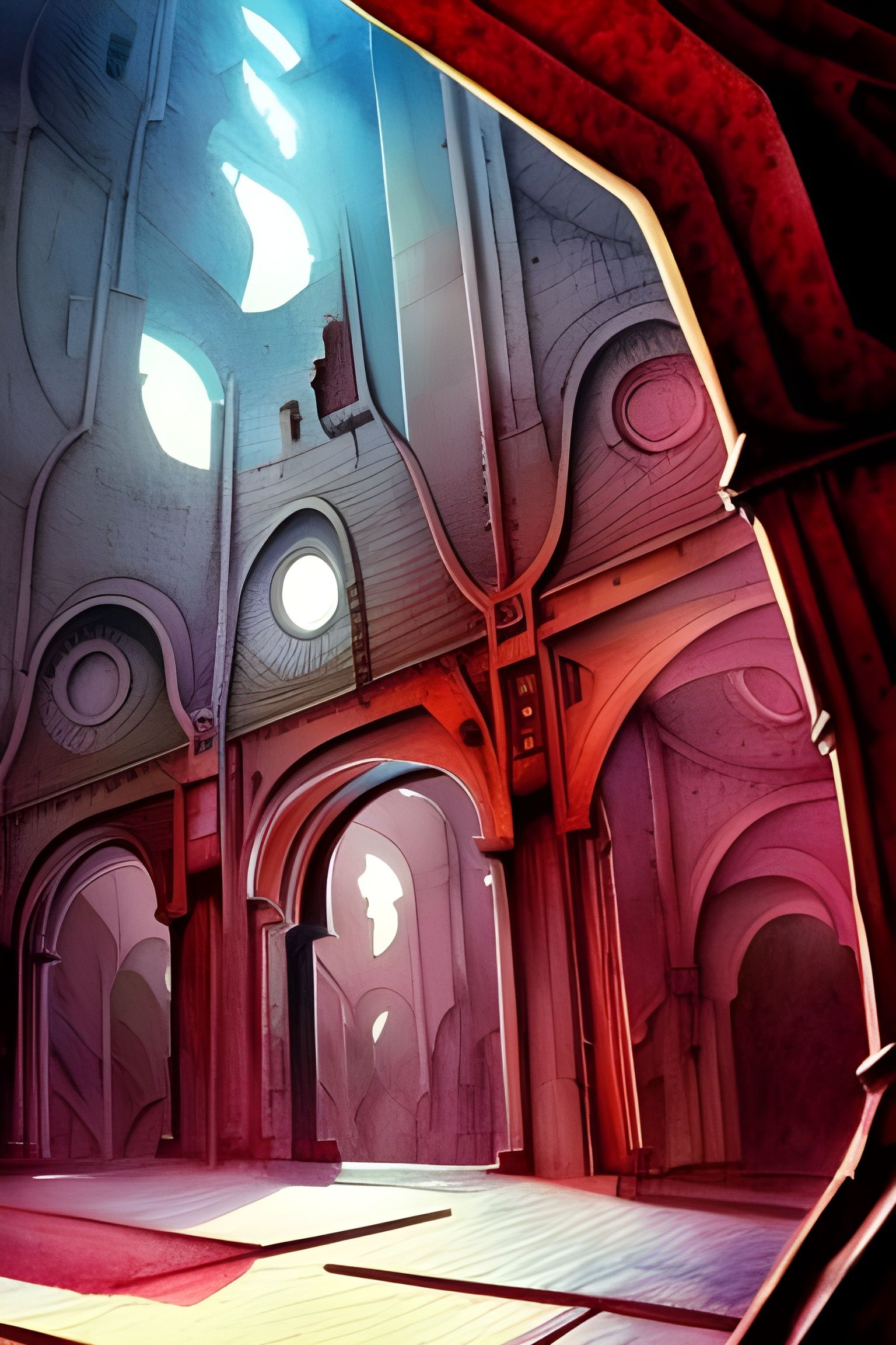 Dark Fantasy Dungeon in Watercolor Style