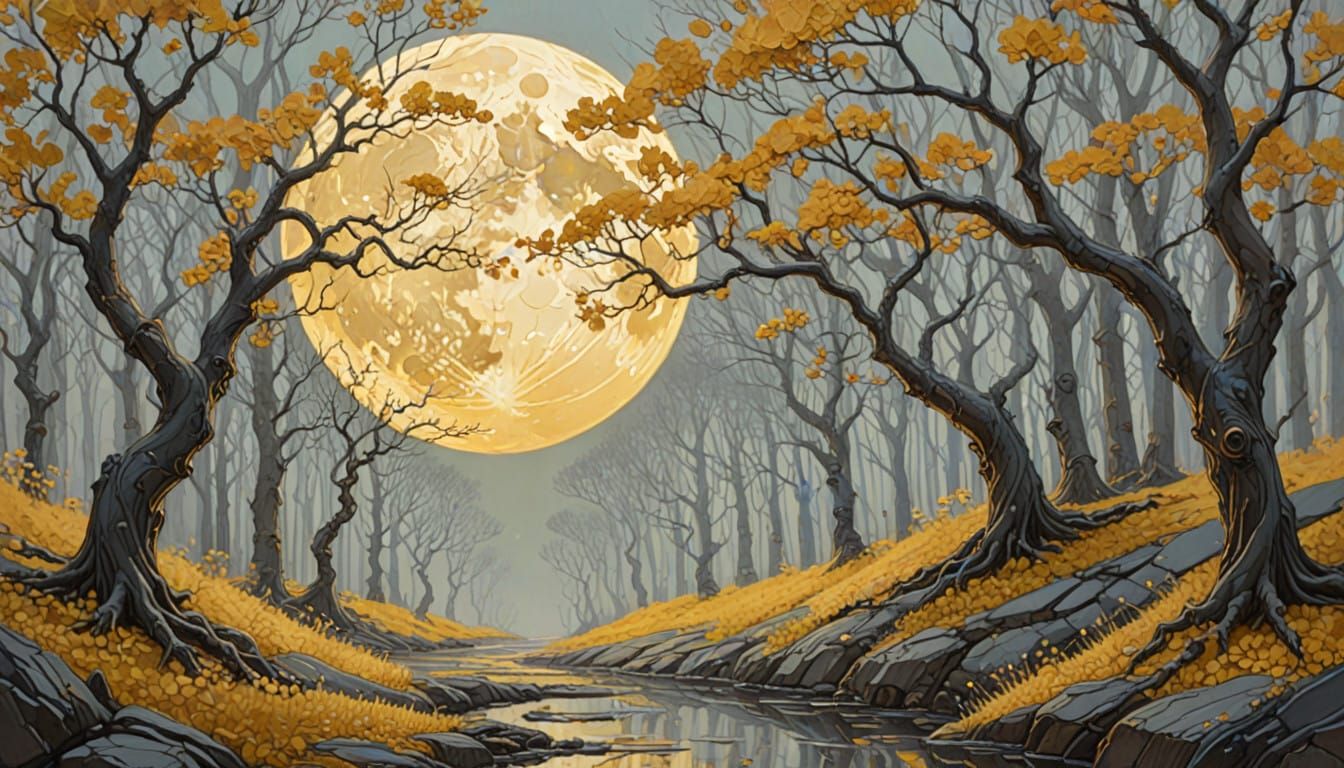 Moonlit Forest Sanctuary in Expressive Art